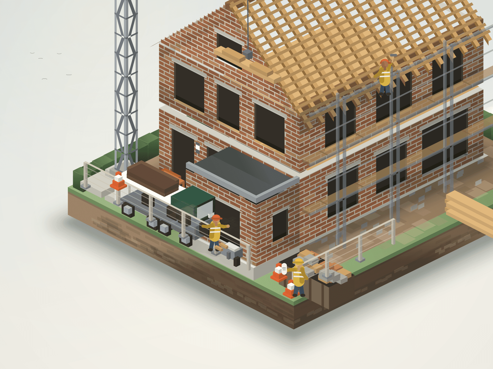Aanbouw aan een woning in opbouw
