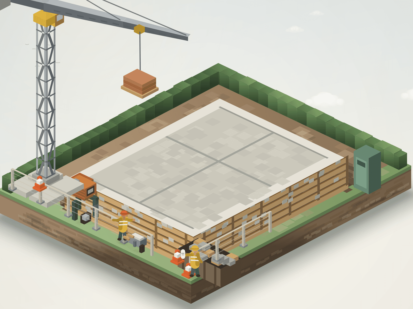 Bekisting en gestort beton van een fundering